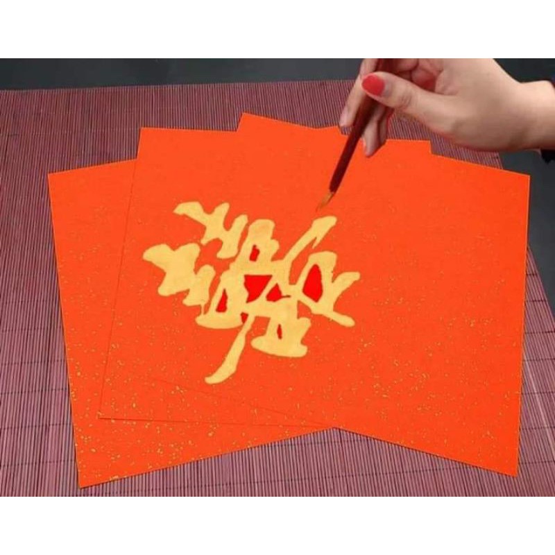 Com bo 10 tờ giấy đỏ viết thư pháp